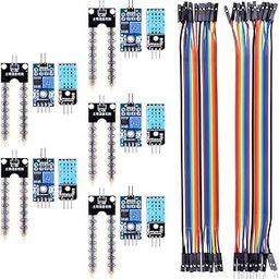 REES52 5PCS Soil Moisture Sensor Module & 5PCS DHT11 Temperature Humidity Sensor Kit with Dupont Jump Cables for Arduino/Raspberry Pi-25