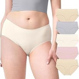 Womens Seamless Underwear Breathable Stretch Bikini Panties Multicolour Pack of 5 Plus Size Panty Lightweight Everyday Panties-image-68