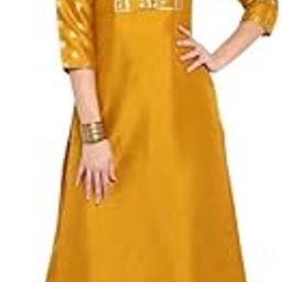 Women's Mustard Silk Blend Foil Printed Kurta with Palazzo-picture-24