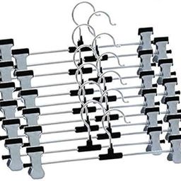 SKV Traders Stylish Steel Cloth Hangers with Clips Chrome Finish (Set of 12 Pieces)-18