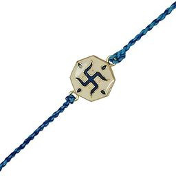 Premium Golden Framing Multicolored Meenakari Aesthetic Swastik bracelet Rakhi for Brothers n kids with Roli Chawal and Rakshabandhan Card-image-86