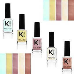 KINDED Nail Paint Long Lasting Lacquer Quick Drying Nail Polish Enamel for Girls Women (9 ml each, Metallic Finish, Combo Pack Set of 5 Chrome Shades Green Henna Rose Gold Champagne Copper 51 to 55)-image-45