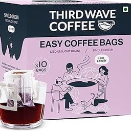 Third Wave Coffee Roasters Easy Instant Coffee Bags - Arabica, Medium Light Roast, Freshly Ground, Single Origin, Light & Fruity, No Preservatives - Pack of 10-image-43