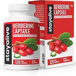 StayAlive Berberine HCL Capsule 43000mg, 30:1 Super Extract w/Ceylon Cinnamon, 120 Pills, Premium Berberine Supplements, Supports Body Management & Cardiovascular Heart, Non-GMO & Gluten-Free Powder-0