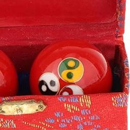 CALANDIS 2 Pieces Massage Balls with Storage Box Baoding Balls for Middle Aged People Colorful Gossip Red | Fitness Running & Yoga | Fitness Equipment & Gear | Exercise Balls-image-0