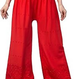 Women's Chicken embroidery Regular Fit Rayon Palazzo (FREE SIZE 30 TO 38)-image-84
