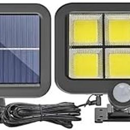Gokich Solar Motion Sensor Light Waterproof IP65 with Remote for Indoor & Outdoor | 3 Lighting Modes, Adjustable Panels | Solar Motion Sensor Light for Home & Garage Garden Yard (Pack of 1)-0