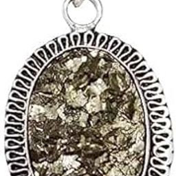 Natural Golden Pyrite Pendant in White Metal 10 Carat Lab Certified Golden Pyrite Locket for Men & Women-image-71