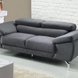 ESPOSENDE OSENNS0051 2 Seater Sofa for Living Room, Dark Grey Fabric Couch, Modern Two Seater Sofa Set with Adjustable Headrest, Compact Love Seat for Small Spaces, Solid Wood Frame, 5-Year Warranty-image-26