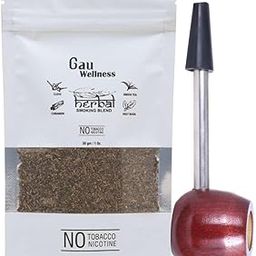 Gau Wellness Ayurvedic Herbal Smoking Mixture Blend 30 gram - 100% Tobacco Free and Nicotine Free With 1 Wooden Steel Pipe | Made With Natural Clove, Tulsi and Other Ayurveda Herbs (Addiction Free)-image-95