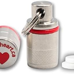 Save a Heart Pill Case Keychain - Small Waterproof Container for Aspirin Tablets - Medical Grade Stainless Steel Pill Fob - Portable Emergency Medicine Holder (2-Pack)-image-17