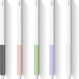 5 Pack iPencil Grips Silicone Holder Sleeve Compatible with Apple Pencil 1st and 2nd Generation (Black, Green, Pink, White, Purple)-image-20