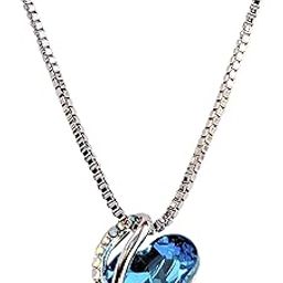 12 Colors Ocean of Heart Birthstone Necklaces Heart Pendant Necklace | Chain Size: 18 Inch + 3 Inch Long Width: 1.5 mm Depth: 1.5 mm Material: Steel Pendant Size: 16 mm x 14 mm-image-1