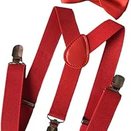 ecomistiq 3xMens Suspenders with Bow Tie Y Back Braces for Formal Wear Cosplay Red|Clothing Shoes & Accessories | Mens Accessories | Suspenders Braces-picture-36