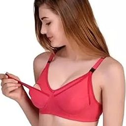 Women's Polycotton Feeding Bra | Non-Padded Wire-Free Maternity Bra with Front Open Flap | Adjustable Straps | Daily Use Breastfeeding Bra for New Moms-Multi Color-VR-412-image-74
