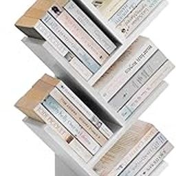 ABOUT SPACE Book Shelf for Home - 7 Tier Tree Shaped Book Rack for Study Room DIY Wooden Book Stand with Bottom Storage Space for Office, Livingroom, Bedroom (White - L 34 x B 17 x H 87.5 cm)-17