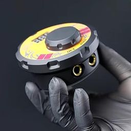Professional Round Tattoo Power Supply Unit, Dual Output Ports, Grey and Yellow-picture-51