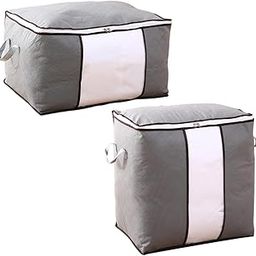 HEAVENGLOW 2Pcs Quilt Storage Bags with Zippers for Toys Bedding Accessories Bed Sheets Gray-image-37