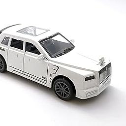 The Flyers Bay 1:32 Scale DieCast Metal Pull-Back Action Openable Doors Lights and Music Rolls-Royce Cullinan Premium Car Toy for Kids Realistic Miniature Model Gift 2+yrs Girls Boys (White)-86