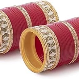 Chottey Lal & Sons Bridal Punjabi Chura Wedding Maroon Choora Chooda Set for Marriage for Girls and Women-image-4