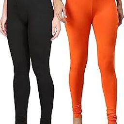 Kex Black Beige Solid Cotton Churidar Length Leggings Women Leggings Girls Leggings Leggings for Women-image-63
