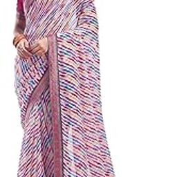 Women's Bandhani Printed | Leheriya Printed Chiffon Saree with Unstitched Blouse Piece-image-7