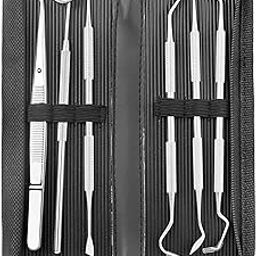 GOLDFINCH Professional Dental Tools Kit,6 PCS Teeth Cleaning Tools Set,Oral Care Kit with Tooth Pick, Dental Mirror, Tartar Scraper, Dental Probe-image-77