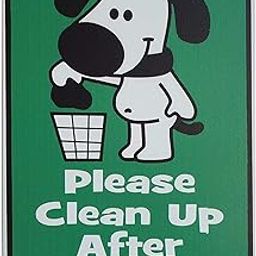 Cute No Dogs Pooping Sign, Please Clean Up After Your Pet, Dog Poop Metal Yard Signs Sign Curb Pick for Pet Pets Allowed 8"x12" (08)-image-35