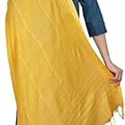 DUPATTA HUB Women's Yellow Cotton Woven Dupatta With Sequence Work-image-3