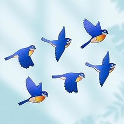 SHIVASHRAY CRAFTS 6 Pcs Blue Bird Wooden Wall Art, Wood Flying Birds Wall Decor, Unique Indoor Ornament & Outdoor Decor for Gift Bird (Blue)-image-55