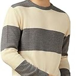 Men Grey Striped Slim Fit Full Sleeve Crew Pullover-picture-23