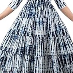 Women's Rayon Maternity Grown Pregnancy Casual Long Sleeve Dual Zipped for Feeding Nursing Maternity Comfort Gown Blue-image-76