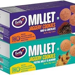 Early Foods Biscuits Combo Pack Of 2 - Foxtail & Ragi Chocolate Jaggery Cookies, 130G Each| Millet Biscuits| Sugar Free Biscuits 260 gram-image-36