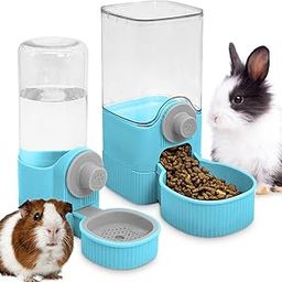 Fhiny Rabbit Food & Water Dispenser, Large Capacity Gravity Guinea Pig Feeder and Waterer Set for Cage Hanging Automatic Bunny Feeder for Bunny Guinea Pig Chinchilla Ferret Cat Puppy-image-59
