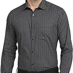 Men Slim Fit Print Pattern Pure Cotton Semi Cutaway Collar Full Sleeve Formal Shirt-image-57