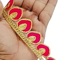 Laces and Borders Material Sewing Embroidery Design 9 Meter for Saree, Dresses, Dupatta, Bridal Dresses, Lehengas, Palazzo, Anarkali Suits, Blouses, Craft and Home Decor etc. (Pink)-image-24