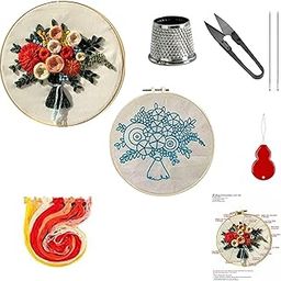 iKalaa® Complete Embroidery Kit - Beginner's Delight (Design 2) | Full DIY Hand Embroidery Set with Hoop, Threads, Needles & Fabric – Floral Designs – Ideal for Adults, Teens & Craft Lovers-image-11