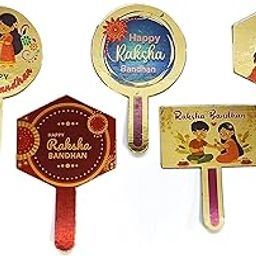 Raksha Bandhan Celebration Cake Toppers, Gold Metallic Finish, Set of 25 pcs, 5 different variations-image-51