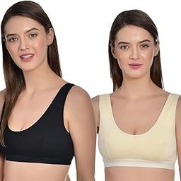Women's Cotton Non-Padded Full Coverage Sports Bra Set Combo Pack of 2 | Gym Bra for Women | Bra for Women Sports | Cotton Sports Bra | Gym Bra for Workout | Sports Bra for Girls-1