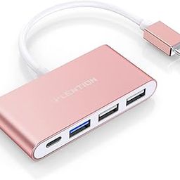 LENTION 4-in-1 USB-C Hub with Type C USB 3.0 USB 2.0 Ports for New Apple MacBook 12 New MacBook Pro 13 15 ChromeBook Pixel and More Multi-Port Charging Connecting Adapter - Rose Gold-picture-21