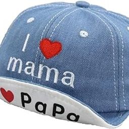 1 Pc 'I Love PAPA Mama' Denim Embroidered Baseball Cap for Baby Boys and Baby Girls (1-2 Years)-image-91