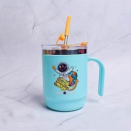 ILEARNNGROW Pack of 1 Cartoon Sipper for Kids: 250ml with Straw - Fun, Durable, Leak-Proof (Light Blue)-22