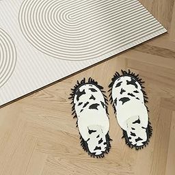 Lazy Mop Slippers Comfortable Dust Cleaning Slippers for Home Kitchen Office L Cow-image-40