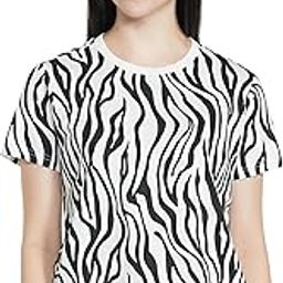 Women's 100% Cotton All Over Print Crew Neck T-Shirt-21