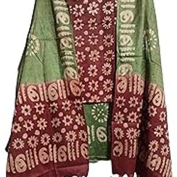 HAIDER ALI Handloom Cotton Silk Batik Print Unstitched Suit Set for Women with Dupatta | Salwar Suit Dress Material for Women & Girls |-picture-1