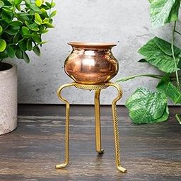 NEETU ARTS Golden Abhishek Stand – 4 Inch Small Brass Puja Stand for Jal Abhishek & Shivling Pooja | Traditional Hindu Mandir Accessory | Rust-Free Finish-image-14