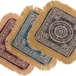 Homestic Pack of 3 Velvet Finish Pooja mat for Sitting on Floor | Traditional Aasan Puja Cloth for Home Mandir | Suitable for Prayer & Meditation | Maroon, Firozi & Grey-image-61