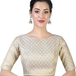 Women's Readymade Pastel Brocade Elbow Length Sleeves Saree Blouse-image-64