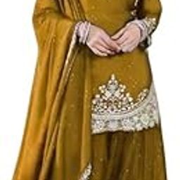 Womens Heavy Chinon Silk Embroidered Pakistani Salwar Suit For Women Readymade Salwar Suit Set Semi-Stitched Top and Duppata-image-63