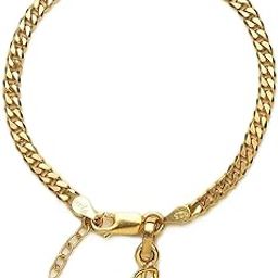 22KT gold plated 92.5% pure Sterling Silver Curb Designer Bracelet with Alphabet Pendant for Girls and Women-13